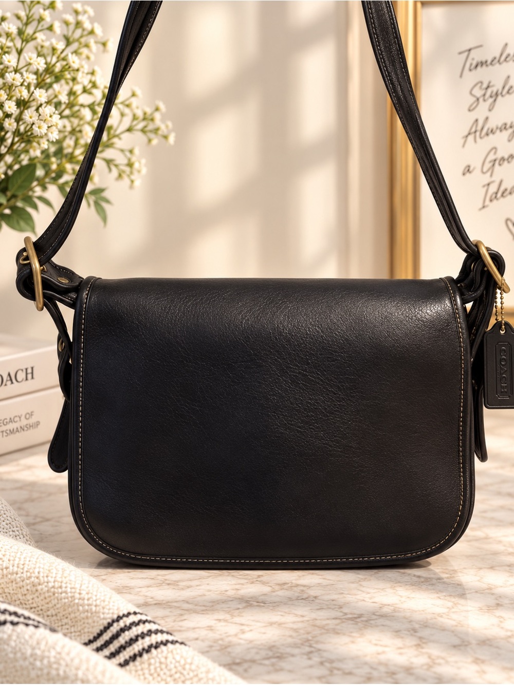 Vintage Coach Patricia’s Legacy Black Leather Flap Bag